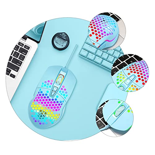 SOLUSTRE Laptop 1 PC Mute USB Honeycomb for Design Shell Backlight Accessory Bar Luminescent Compatible Hollow-Out Rainbow Desktop Home Mice RGB Optical Computer Conter Ergonomic with Wireless Mouse