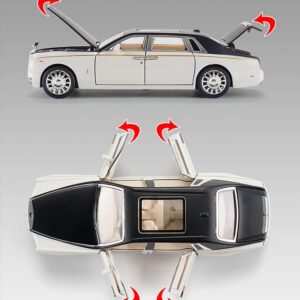 Metal Toy Cars of Rolls-Royce Phantom, 1:32 Scale Rolls-Royce Model Diecast Cars with Sound/Light/Pull Back, Rolls Royce Car Toy Gift for Christmas Newyear Birthday (1:32 Rolls Royce Phantom -White)