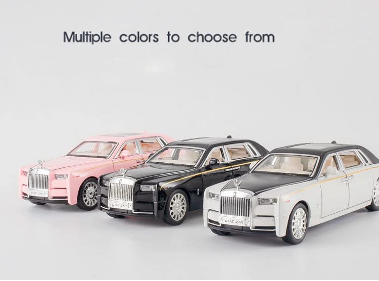 Metal Toy Cars of Rolls-Royce Phantom, 1:32 Scale Rolls-Royce Model Diecast Cars with Sound/Light/Pull Back, Rolls Royce Car Toy Gift for Christmas Newyear Birthday (1:32 Rolls Royce Phantom -White)