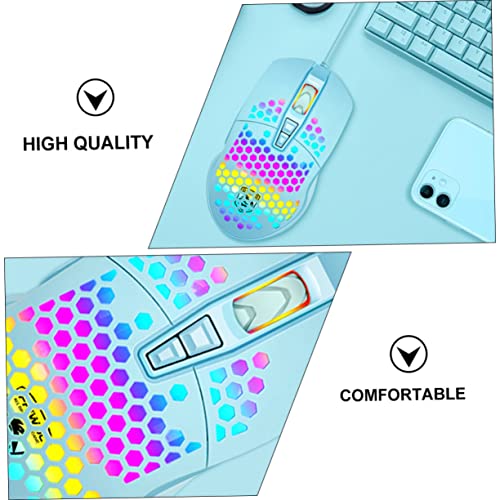 SOLUSTRE Laptop 1 PC Mute USB Honeycomb for Design Shell Backlight Accessory Bar Luminescent Compatible Hollow-Out Rainbow Desktop Home Mice RGB Optical Computer Conter Ergonomic with Wireless Mouse