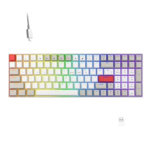 Newmen GM1000 96% Mechanical Keyboard,Wired/Bluetooth/2.4G Hot swappable Anti-Ghosting 100 Keys Mechanical Gaming Keyboard with RGB Backlit,for Windows Mac and Android(Brown)