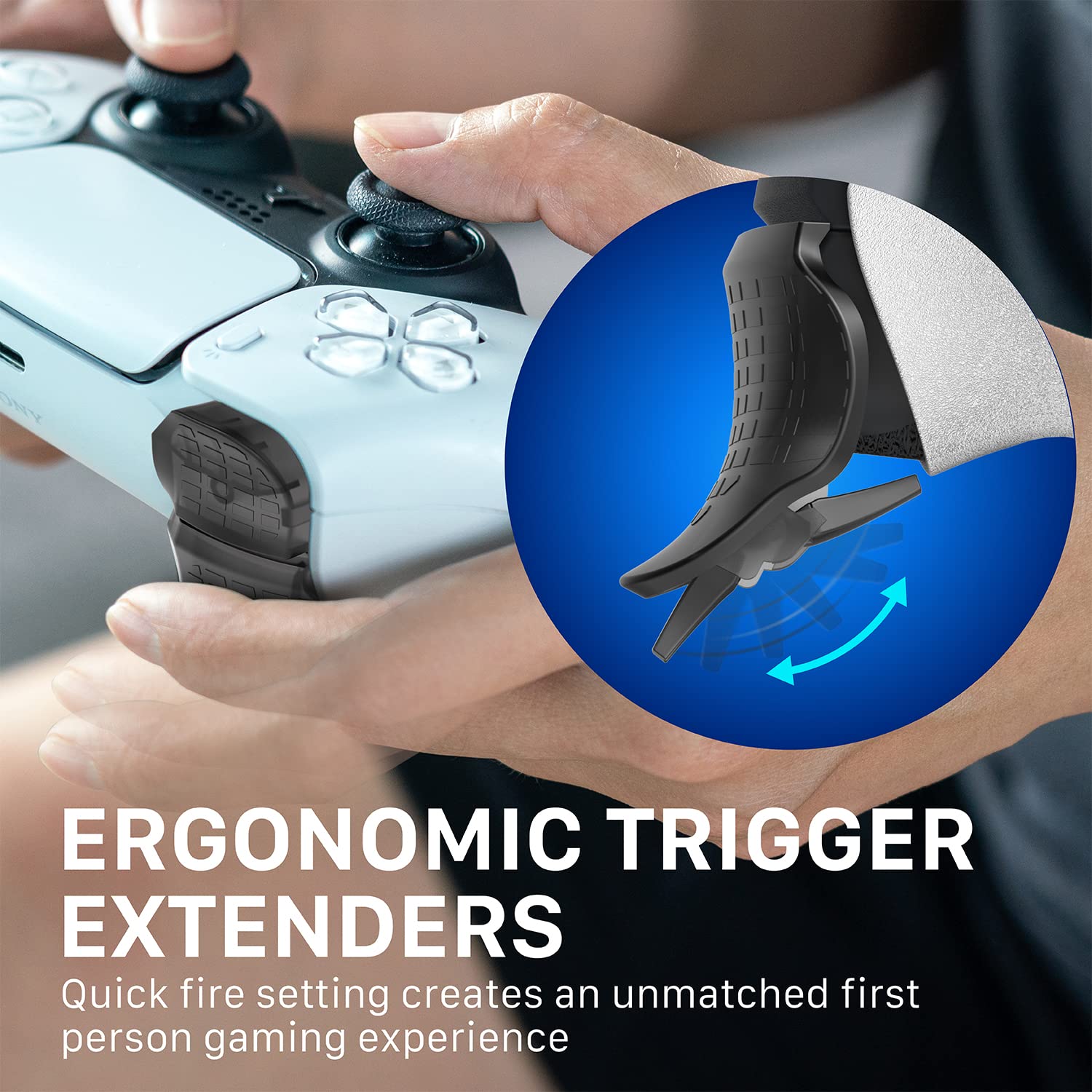 Fosmon Pro Trigger Extender and Thumb Grip Covers Compatible with Sony PS5 Controller (11 PCS), High Rise Non-Slip Thumb Grips and Quick Fire Trigger Extenders Protective Cover for Analog Joystick