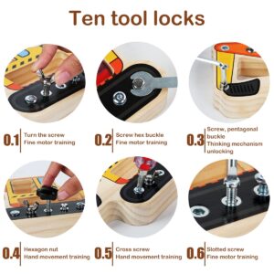 Montessori Screwdriver Board Set, Wooden Montessori Toys, Fun Excavator Busy Board Toddler Real Life Tools, Fine Motor Skills Toys, Preschool Educational Learning Sensory Toys for Kids Toddlers