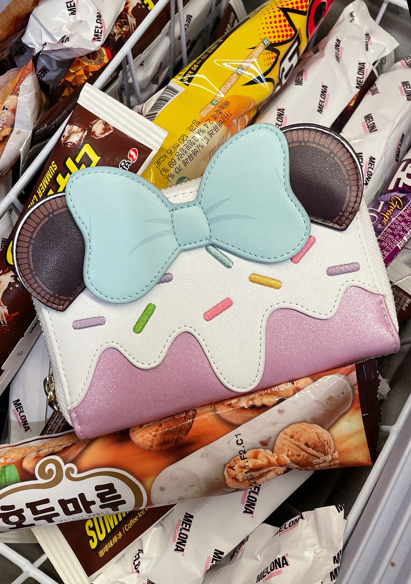 Loungefly X LASR Exclusive Disney Frosted Minnie Ice Cream Zip Wallet - Fashion Cosplay Disneybound Cute Wallets