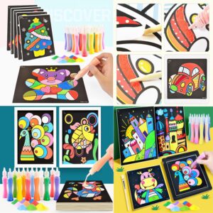 JKanruh 48 Pcs Art Kits,12 Color Sand Art Kits with 24 Sheets Sand Art Painting Cards,12 Sheets Magic Sticker Painting Set for Arts and Crafts,DIY Painting,Drawing