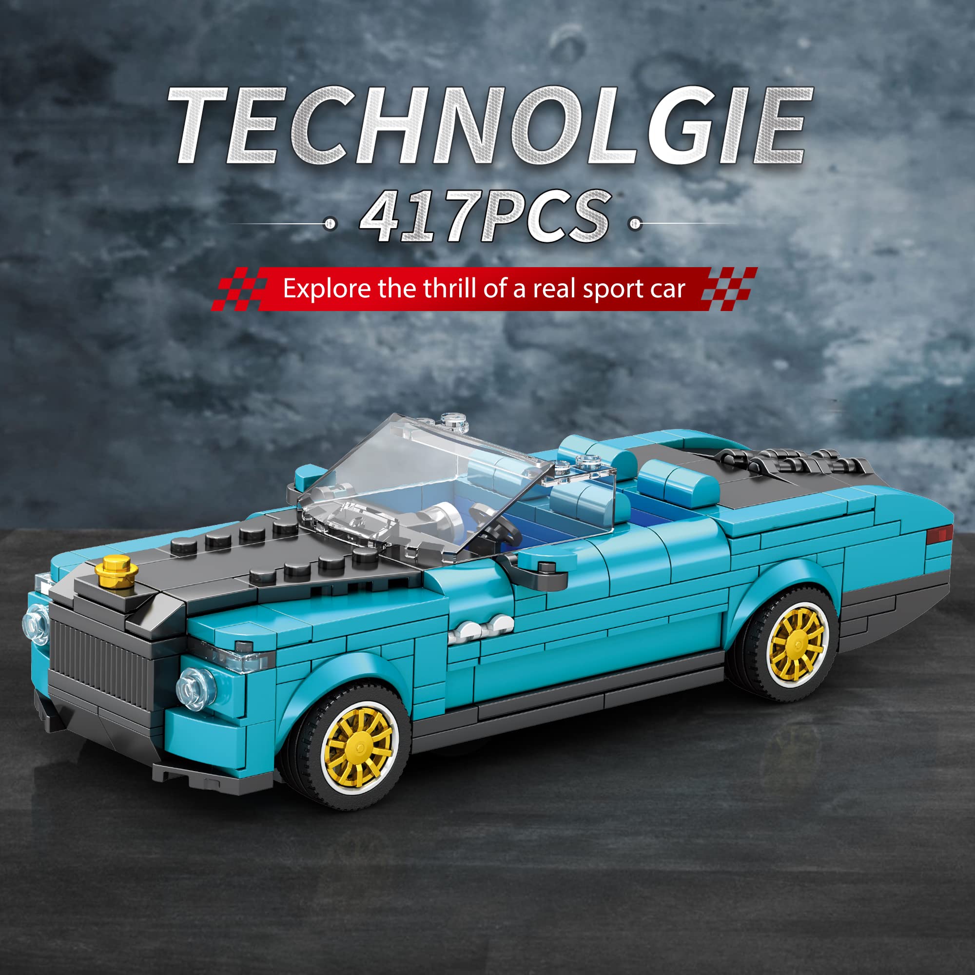 ZYLEGEN RR Boat Tail Sports Car Technique Car Building Kit,MOC Building Blocks Set to Build,Collectible Race Car Display Model,Creative for Car Lovers(417pcs)