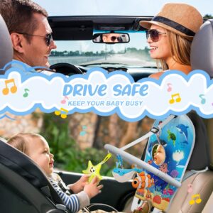 Baby Car Seat Toys for Travel 6 to 12 Months, Adjustable with Musical Pedal Piano, Baby Mirror and Hanging Squeaky Sensory Soft Infant Toys, Rear Facing