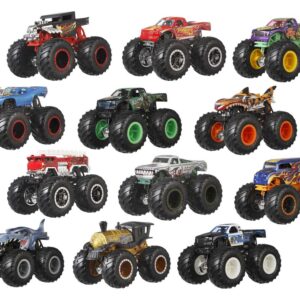 Hot Wheels Monster Trucks Set of 12 (1:64 Scale) + Hot Wheels Monster Trucks Stunt Tire Playset (Amazon Exclusives)