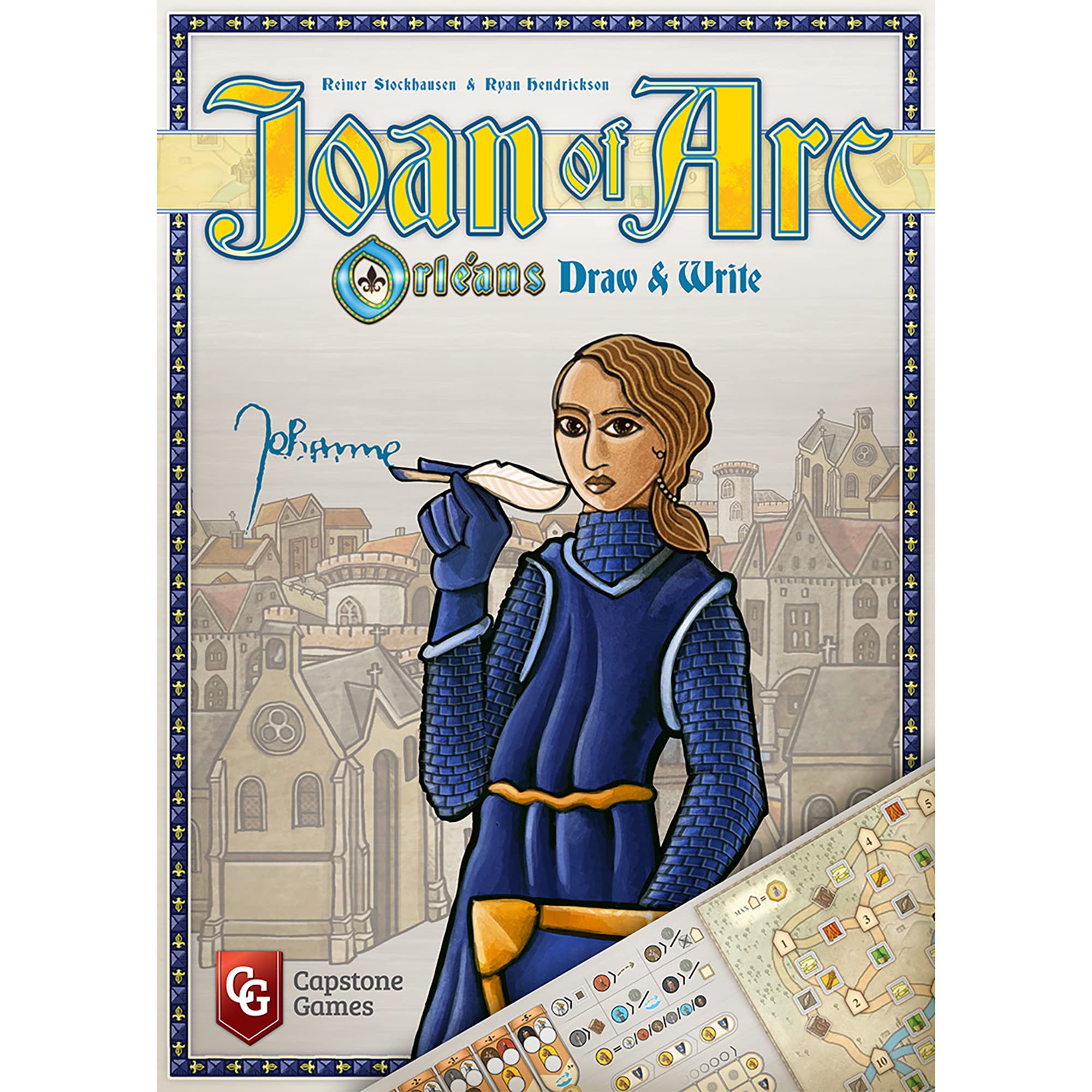 Capstone Games Joan of Arc: Orléans Draw & Write - Capstone Games, Competitive Or Solo Mode, -Tile Placement Strategy Game, Ages 10+, 1-5 Players, 45 Minute Playing Time