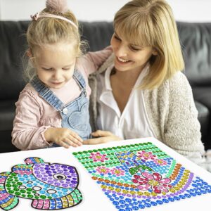 Yazhiji 6 Sheets Diamond Window Art Craft Kits for Kids, Suncatcher Kit for Ages 6 7 8 9 10 Flower Sun Dolphin DIY Painting Kit for Girls or Boys Ages 6+ Gemstone Sticker as Christmas Party Decor