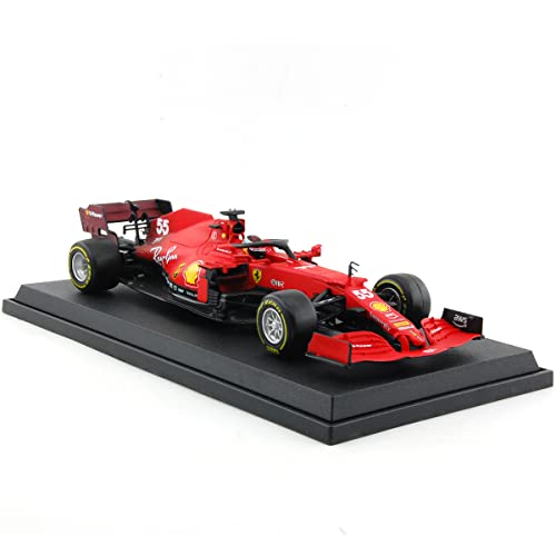 JODIYAAH Bburago 1/18 2022 F1 Scuderia Ferrari F1-75 #16 Charles Leclerc F1-75 #55 Carlos Sainz Alloy Luxury Vehicle Diecast Cars Model Toy Collection Gift (F1-75 #16 Hardcover) (1/18 F1-75 #55)