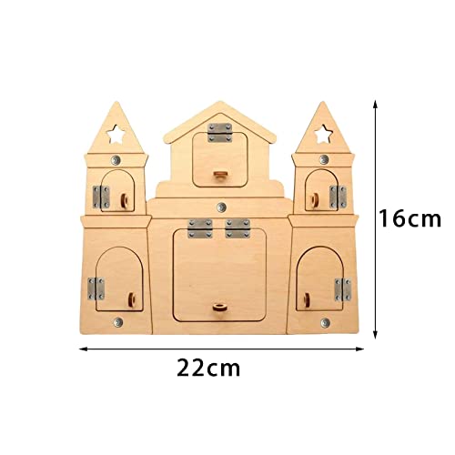 Almencla DIY Wooden Toy Sensory Board Pieces for Toddlers Kids Early Educational Toys Developmental Toys Smooth and Birthday Gift, Castle