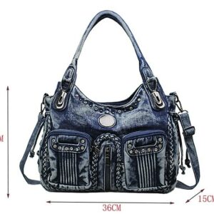 Denim Hobo Bag for Women Jeans Purse Large Capacity Handbags Vintage Shoulder Bags Casual Tote Bag Crossbody Bag