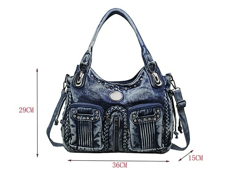 Denim Hobo Bag for Women Jeans Purse Large Capacity Handbags Vintage Shoulder Bags Casual Tote Bag Crossbody Bag