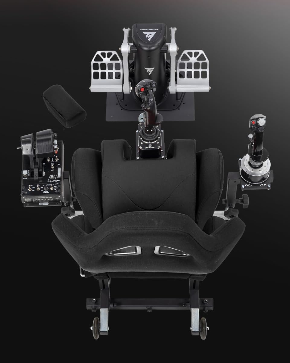 SimFab Modular Flight Simulator Cockpit For Combat Simulation. DCS Edition. Compatible With Thrustmaster Warthog, WinWing, VirPil, VKB And Alike Controls. Upgradable To General Aviation, Space Sim Or Sim Racing. (black seat)