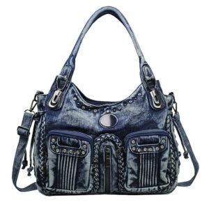 denim hobo bag for women jeans purse large capacity handbags vintage shoulder bags casual tote bag crossbody bag