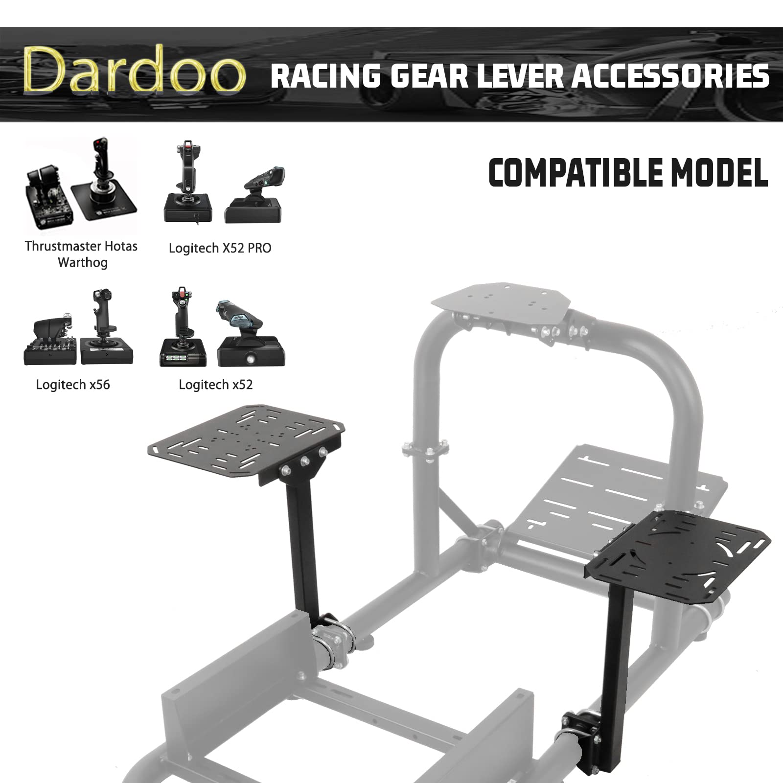 Dardoo Accessories Gear Shift Platform Fit for 50MM Round Tube Racing Simulation Cockpit Gearshift Frame