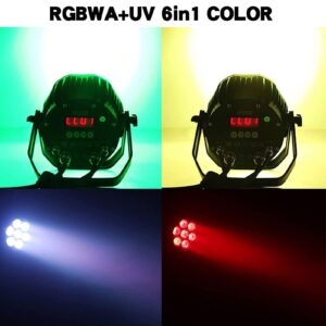 SHEHDS Par Lights IP65 Waterproof Outdoor LED 7x18W RGBWAP Lighting Stage Wash Lights DMX512 Sound Activated Fanless Muted Outside DJ Lights Party Lights