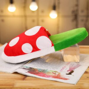 LIN&BABAY Piranha Plants Plush Slippers for Women Men Cute Cartoon Cotton Shoes with Green Pipe Pot Holder Valentine's Day Gifts (Piranha Plants)