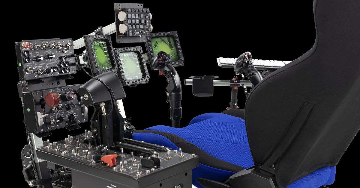 SimFab Modular Flight Simulator Cockpit For Combat Simulation. DCS Edition. Compatible With Thrustmaster Warthog, WinWing, VirPil, VKB And Alike Controls. Upgradable To General Aviation, Space Sim Or Sim Racing. (black seat)