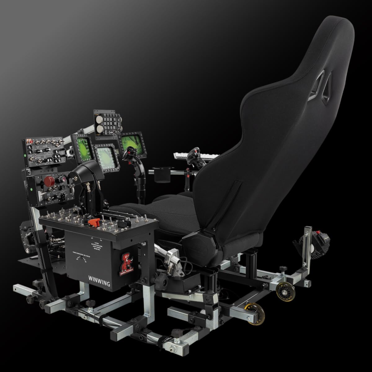 SimFab Modular Flight Simulator Cockpit For Combat Simulation. DCS Edition. Compatible With Thrustmaster Warthog, WinWing, VirPil, VKB And Alike Controls. Upgradable To General Aviation, Space Sim Or Sim Racing. (black seat)