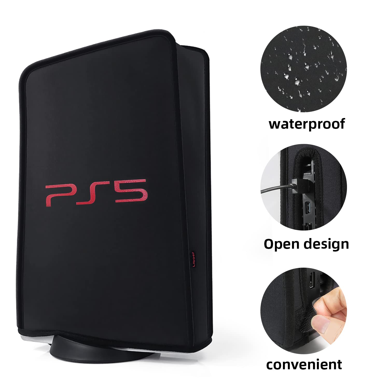 pS5 Cover Protect Dust Cover for ps5 Game Console Washable pS5 Dust Cover Accessories Digital Edition& Disc Edition (Black)