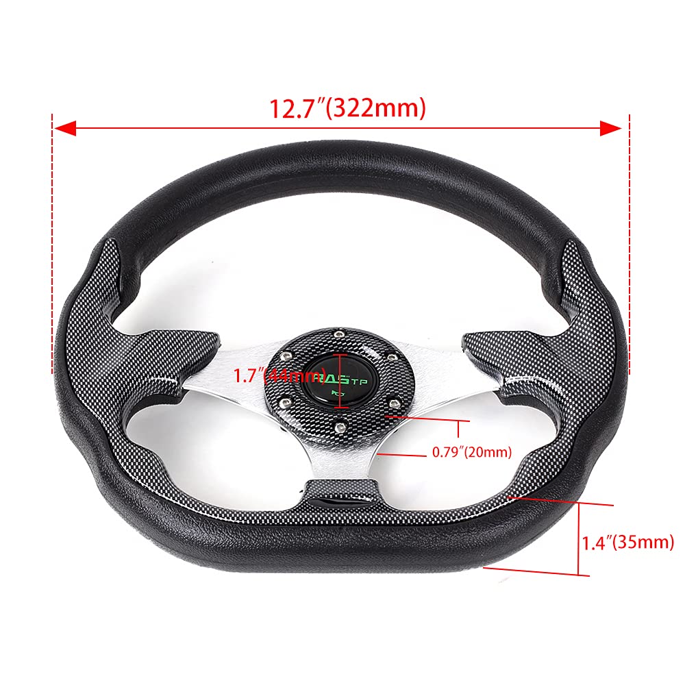 RASTP D Shape Racing Steering Wheel with Sim Racing Gaming Steering Wheel Adapter Fit for Thrustmaster T500 / T300 / TS-PC,TS-XW (Black-Red)