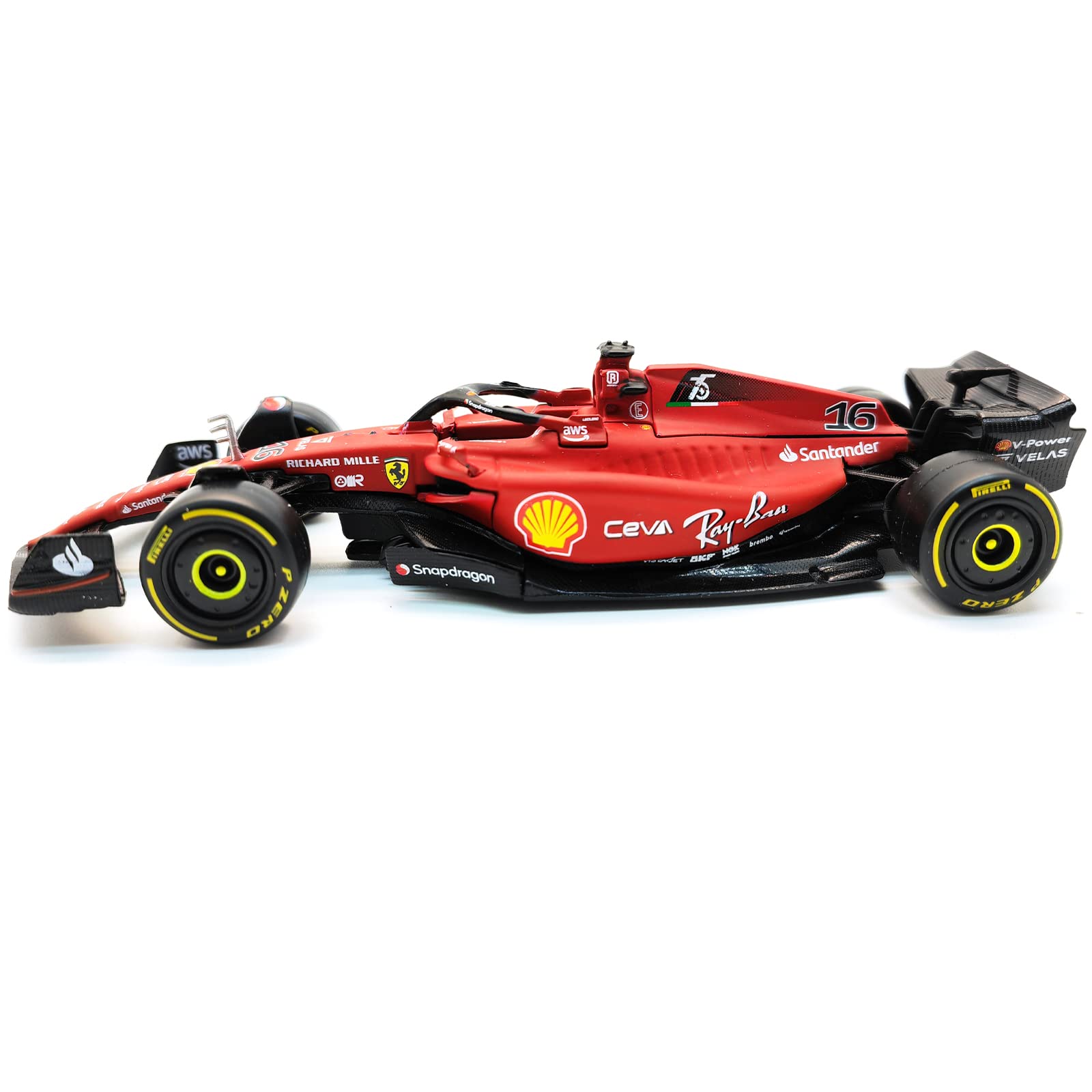 JODIYAAH Bburago 1/43 2022 F1-75 Scuderia Ferrari #16 Charles Leclerc F1-75 #55 Carlos Sainz Alloy Luxury Vehicle Diecast Cars Model Toy Collection Gift (F1-75 #16 Hardcover)