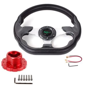 rastp d shape racing steering wheel with sim racing gaming steering wheel adapter fit for thrustmaster t500 / t300 / ts-pc,ts-xw (black-red)