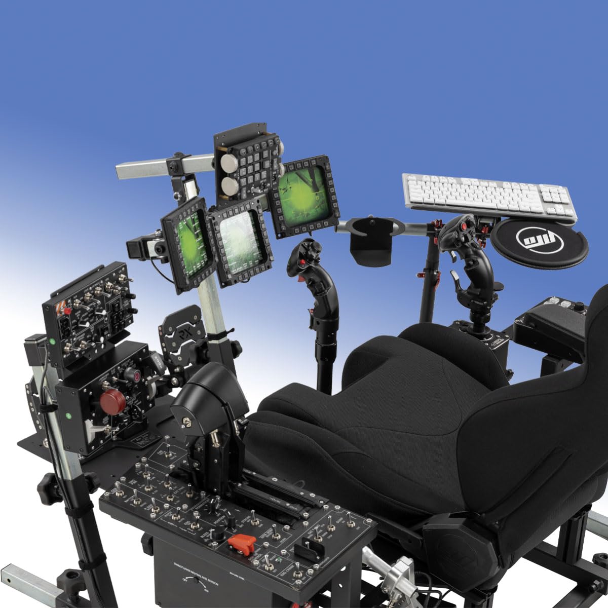 SimFab Modular Flight Simulator Cockpit For Combat Simulation. DCS Edition. Compatible With Thrustmaster Warthog, WinWing, VirPil, VKB And Alike Controls. Upgradable To General Aviation, Space Sim Or Sim Racing. (black seat)