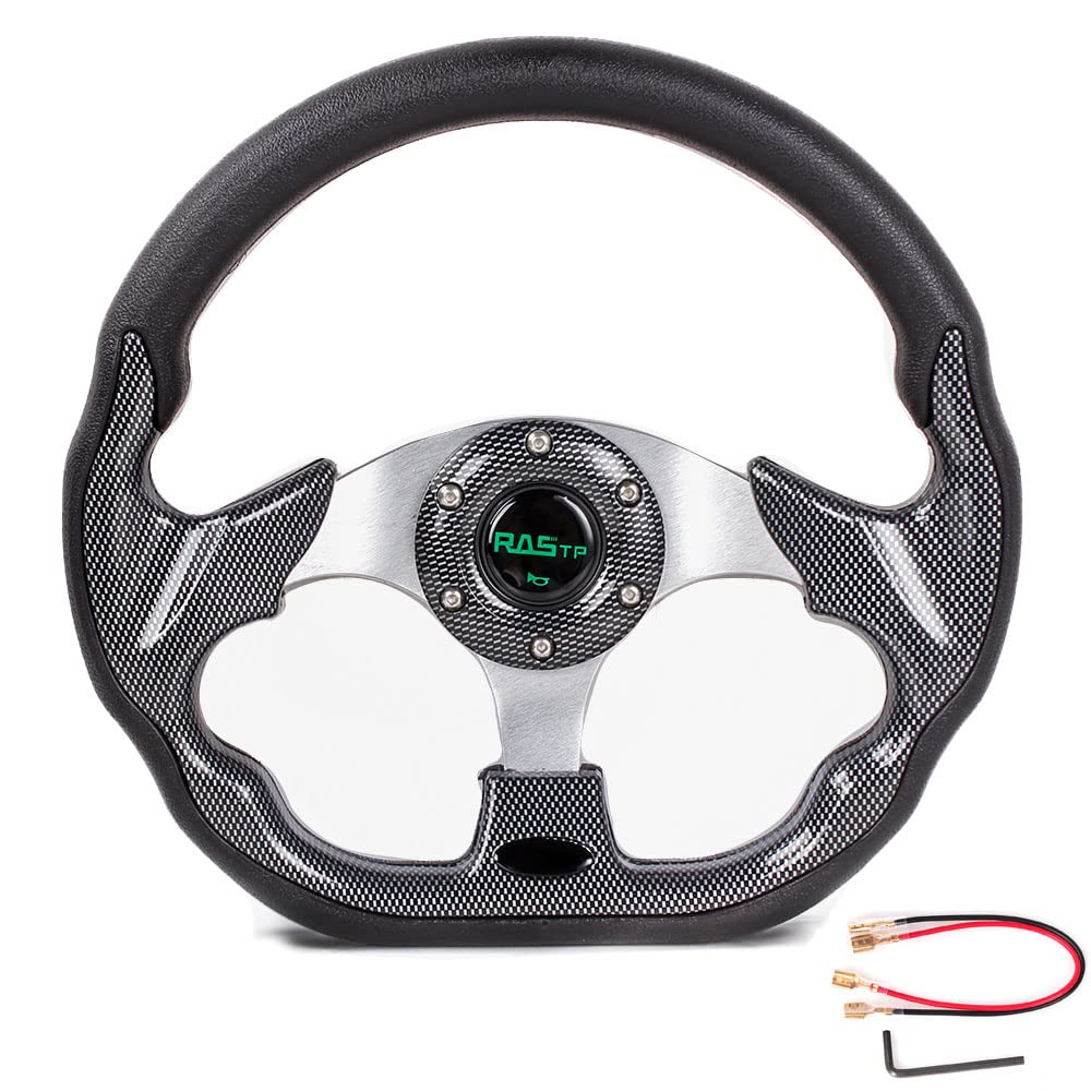 RASTP D Shape Racing Steering Wheel with Sim Racing Gaming Steering Wheel Adapter Fit for Thrustmaster T500 / T300 / TS-PC,TS-XW (Black-Red)