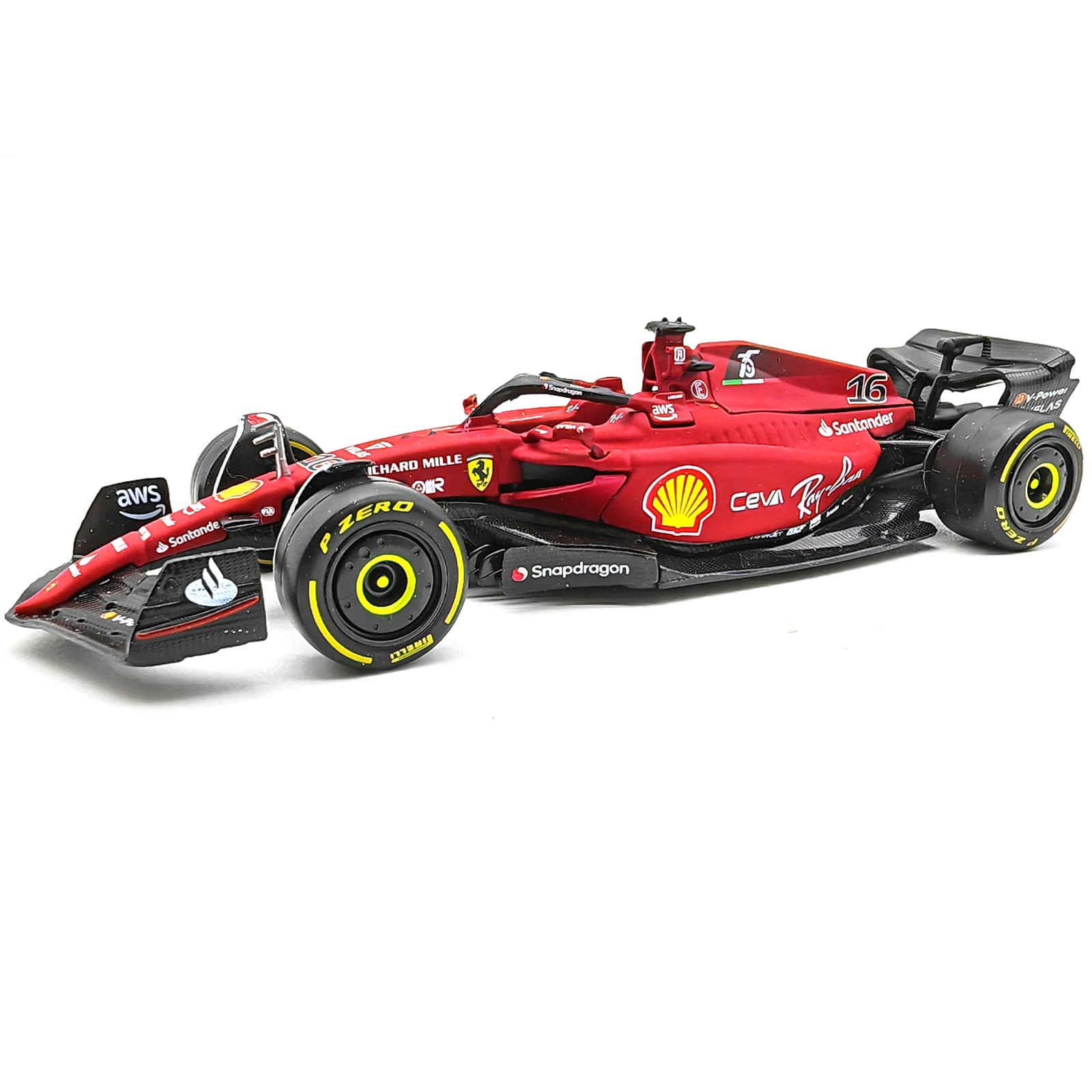 JODIYAAH Bburago 1/43 2022 F1-75 Scuderia Ferrari #16 Charles Leclerc F1-75 #55 Carlos Sainz Alloy Luxury Vehicle Diecast Cars Model Toy Collection Gift (F1-75 #16 Hardcover)