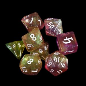 7-Die Iridescent Glitter Polyhedral Two-Tone Dice Set D4 D6 D8 D10 D% D12 D20 for DND Enthusiast RPG Adventurer(Zijin)