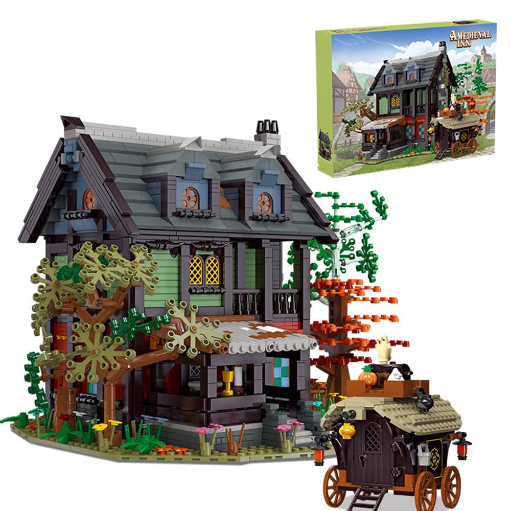 LOVEBRICK 2710 PCS a Frame Cabin Medieval inn Architecture Castle Building Blocks Set Model kit Toy MOC DIY Creative Kid Adult Collection Toy