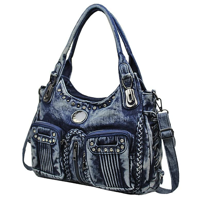 Denim Hobo Bag for Women Jeans Purse Large Capacity Handbags Vintage Shoulder Bags Casual Tote Bag Crossbody Bag