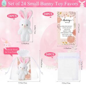 Fuutreo 24 Sets Bunny Stuffed Animal Gift Include 24 Pcs Mini Plush Stuffed Bunny Doll Bunny Hug Card with Organza Bags for Teacher Students Christmas Party Favors(Sweet Bunny)