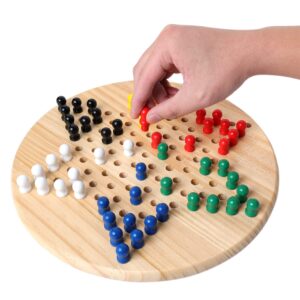 Gothink Chinese Checkers Board Game Toy for Adults Seniors Kids, 11.3 Classic Wooden Checkers Game Set, Fun Family Board Games for All Ages