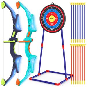 2 pack bow and arrow set for kids, light up archery set with 14 suction cup arrows, archery targets outdoor games for kids ages 4-8 8-12, birthday gifts toys for 5 6 7 8 9 10 11 12 year old boys girls