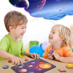 Zeoddler Upgrated Solar System Puzzle for Kids 3-6, Wooden Space Toys for Kids, Planets for Kids Preschool Learning Activities, Gift for Boys, Girls