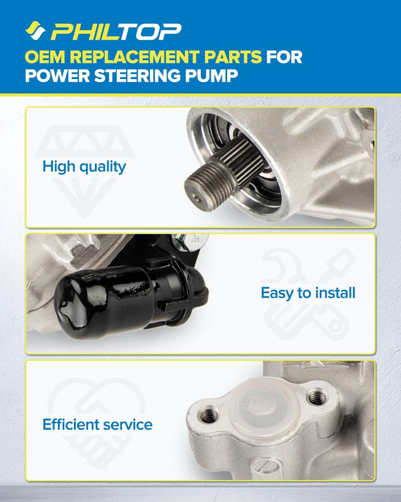 PHILTOP 21-5456 Power Steering Pump Direct Fits Civic 2006 2007 2008 2009 2010 2011 1.8L L4, Power Asist Pump 56110RNA305, 56110RNAA01, 56110RNAA02, Automotive Replacement Power Steering Pumps