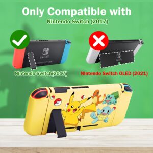 Xcitifun Designed for Nintendo Switch Joy-Con TPU Cases for Girls Boys Kids Cute Kawaii Character Protective Shell Compatible with Nintendo Switch Controller Carrying Cover - Yellow Poke