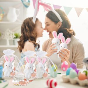 Fuutreo 24 Sets Bunny Stuffed Animal Gift Include 24 Pcs Mini Plush Stuffed Bunny Doll Bunny Hug Card with Organza Bags for Teacher Students Christmas Party Favors(Sweet Bunny)