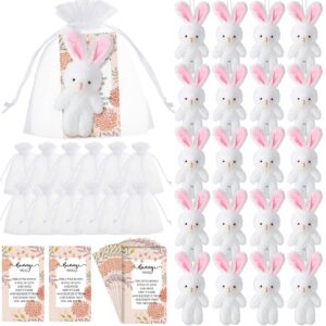 fuutreo 24 sets bunny stuffed animal gift include 24 pcs mini plush stuffed bunny doll bunny hug card with organza bags for teacher students christmas party favors(sweet bunny)