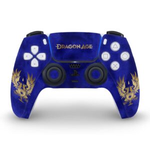 Head Case Designs Officially Licensed EA Bioware Dragon Age Grey Wardens Gold Heraldry Vinyl Faceplate Gaming Skin Decal Compatible With Sony PlayStation 5 PS5 Disc Console & DualSense Controller