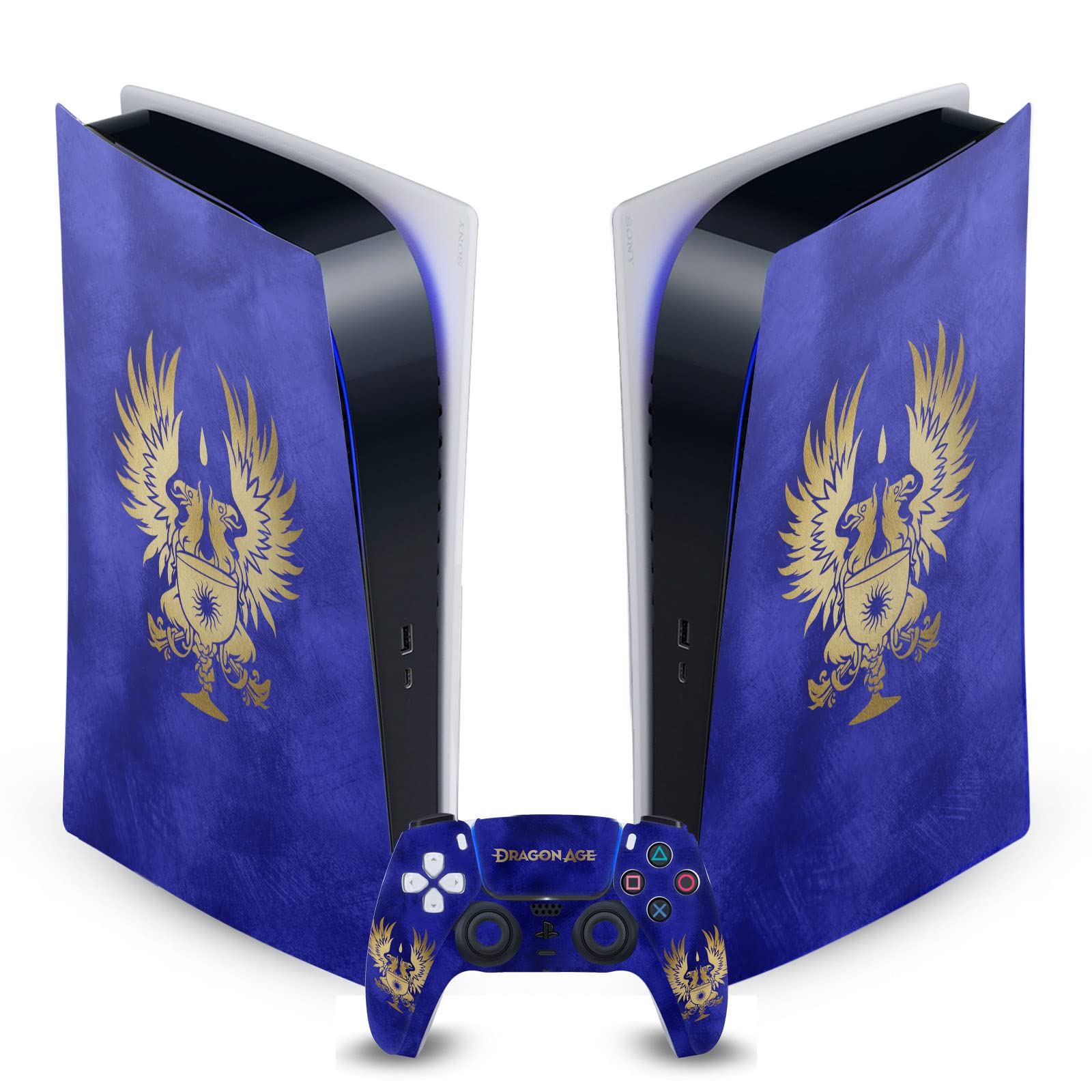 Head Case Designs Officially Licensed EA Bioware Dragon Age Grey Wardens Gold Heraldry Vinyl Faceplate Gaming Skin Decal Compatible With Sony PlayStation 5 PS5 Digital Console and DualSense Controller