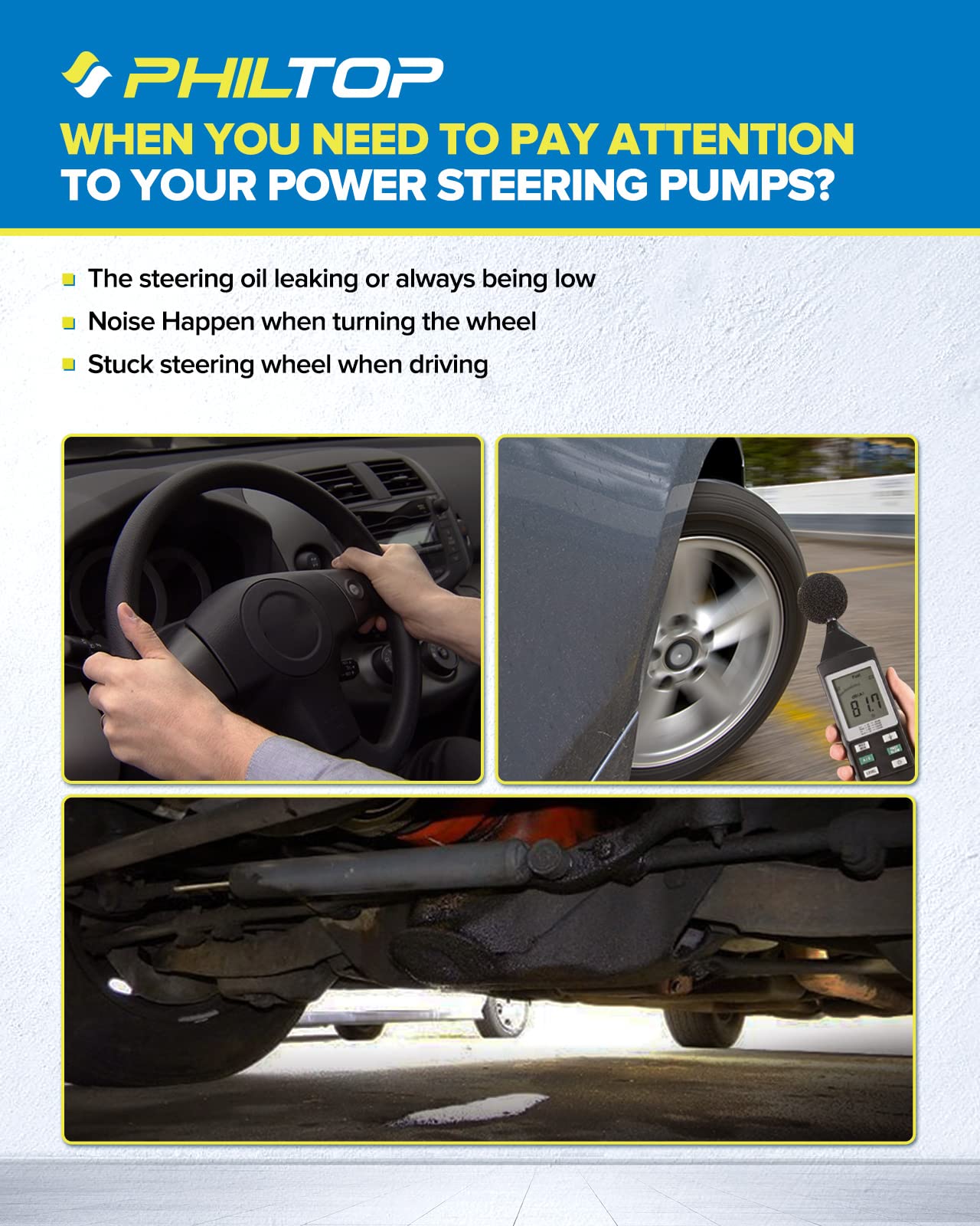 PHILTOP Power Steering Pump 21-5229 for 4Runner 1996-2002 3.4L, Tacoma 1995-2004 3.4L, Power Assist Pump, Power Steering Pump Kit With Pulley Replacement Power Steering Pumps