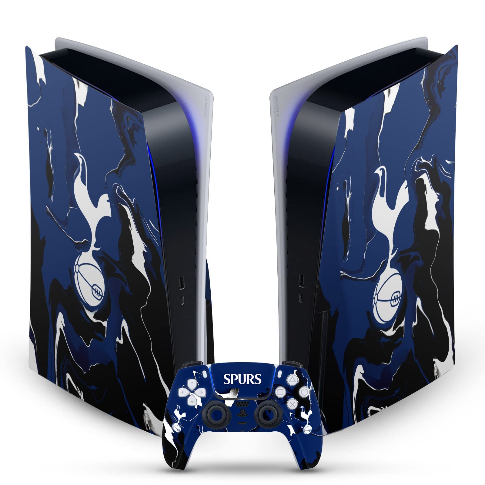 Head Case Designs Officially Licensed Tottenham Hotspur F.C. Marble Logo Art Vinyl Faceplate Gaming Skin Decal Compatible With Sony PlayStation 5 PS5 Disc Edition Console & DualSense Controller