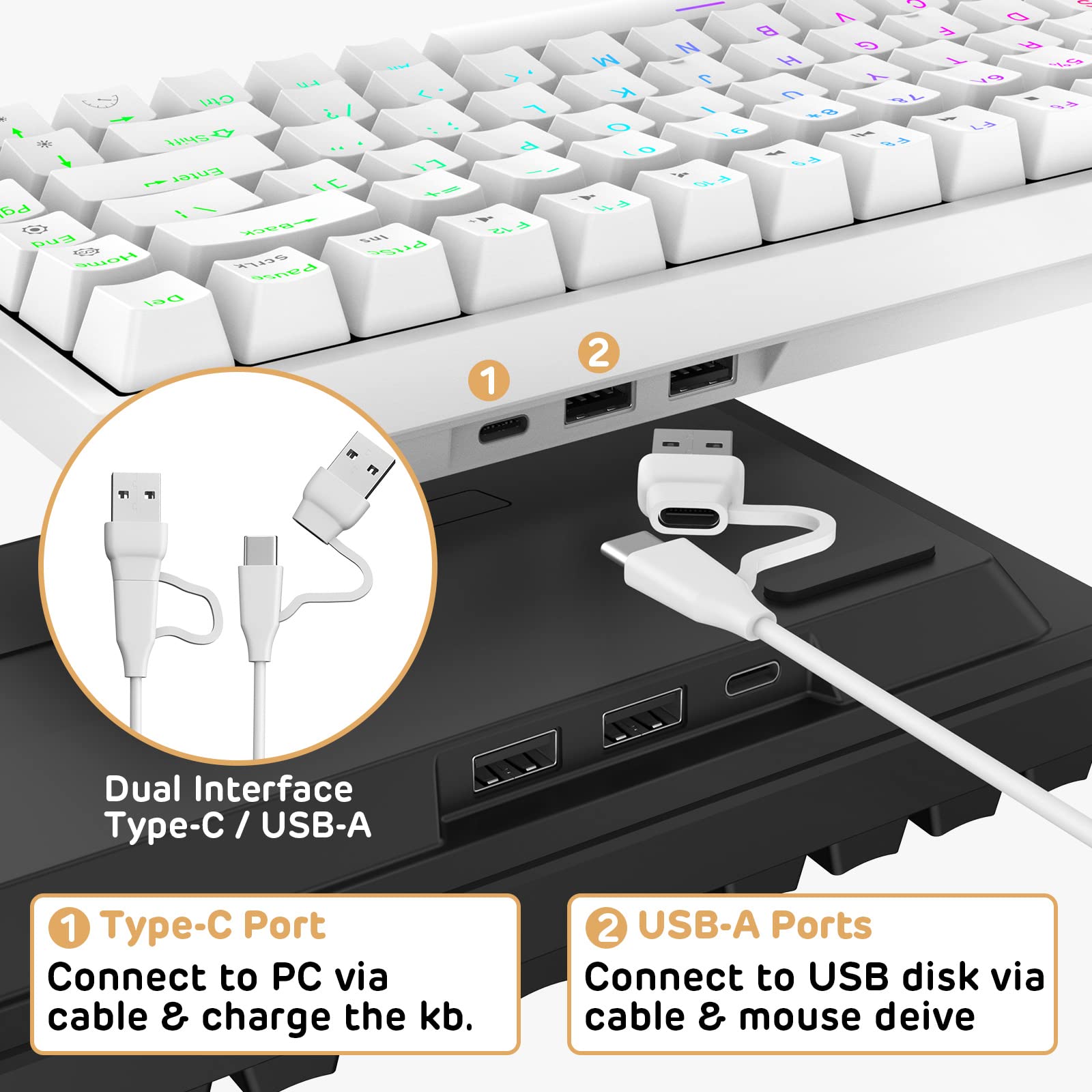 RK ROYAL KLUDGE RK84 Wired RGB 75% Hot Swappable Mechanical Keyboard, 84 Keys Tenkeyless TKL Gaming Keyboard w/Programmable Software and High-Capacity Battery, RK Blue Switch