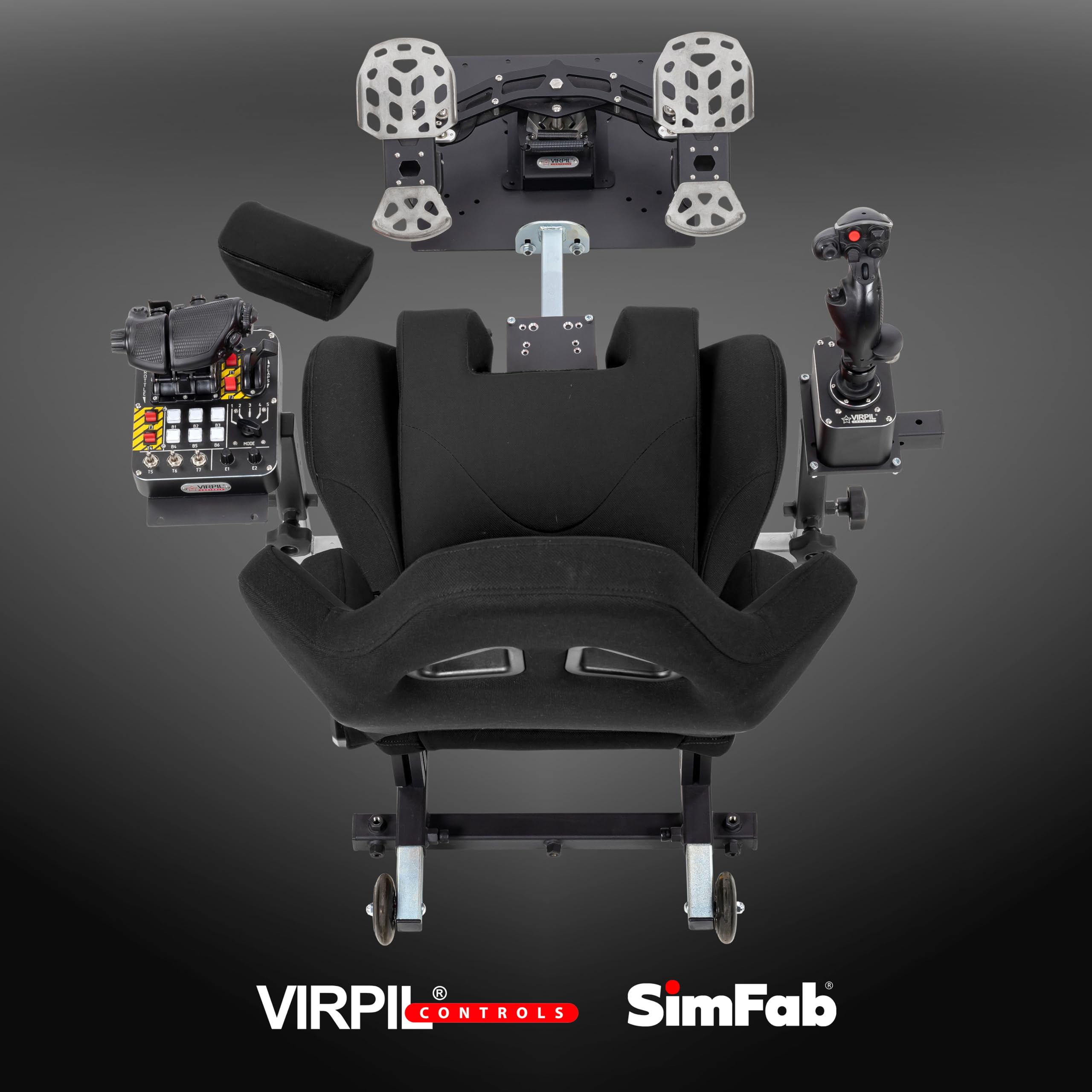 SimFab Modular Flight Simulator Cockpit For Combat Simulation. DCS Edition. Compatible With Thrustmaster Warthog, WinWing, VirPil, VKB And Alike Controls. Upgradable To General Aviation, Space Sim Or Sim Racing. (black seat)