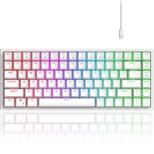 rk royal kludge rk84 wired rgb 75% hot swappable mechanical keyboard, 84 keys tenkeyless tkl gaming keyboard w/programmable software and high-capacity battery, rk brown switch